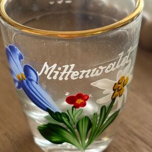 Floral Glass with Gold Rim